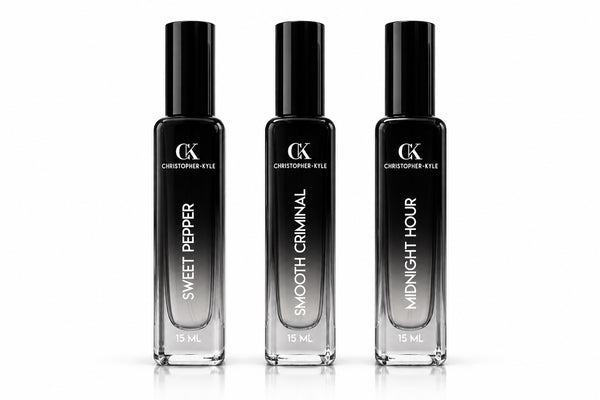 Christopher-Kyle Calibration Trilogy three 15 ML fragrance bottles